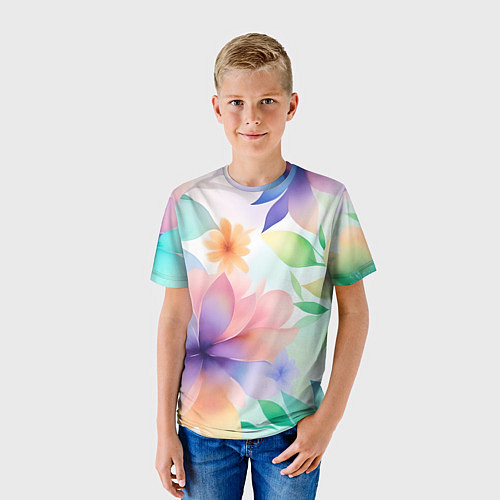 Детская футболка Акварельные цветы - нейросеть / 3D-принт – фото 3