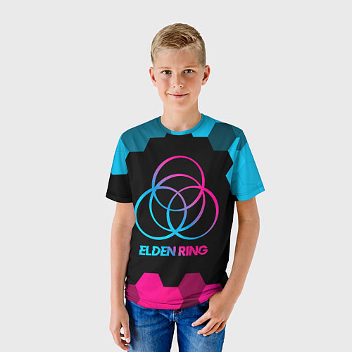Детская футболка Elden Ring - neon gradient / 3D-принт – фото 3