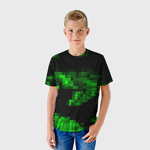 Детская футболка Зеленые пирамиды / 3D-принт – фото 3