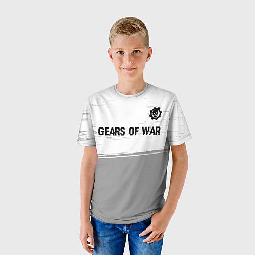 Детская футболка Gears of War glitch на светлом фоне: символ сверху / 3D-принт – фото 3