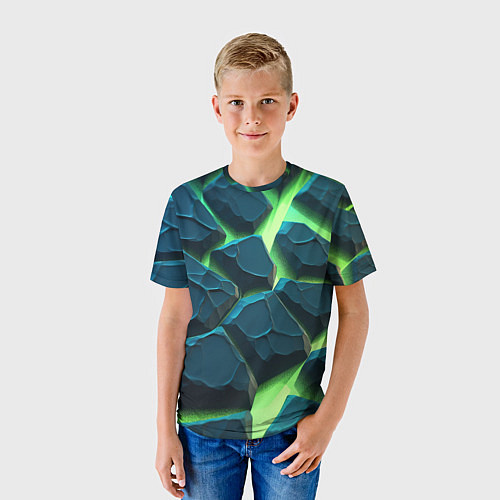 Детская футболка Камни в неоне / 3D-принт – фото 3