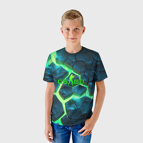 Детская футболка CS GO green texture logo / 3D-принт – фото 3