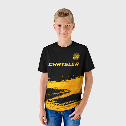 Детская футболка Chrysler - gold gradient: символ сверху / 3D-принт – фото 3