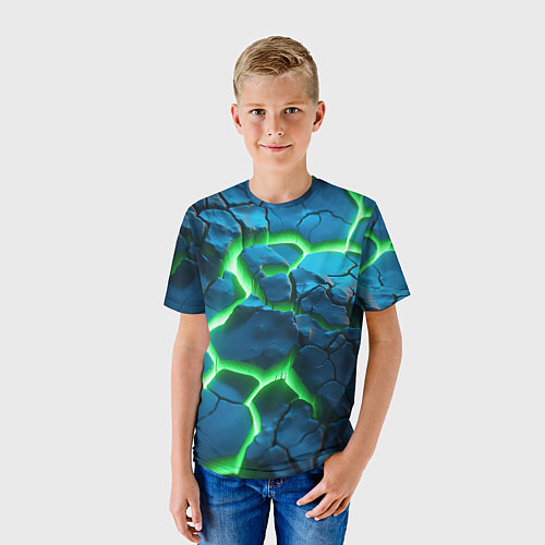 Детская футболка Разлом зеленых плит / 3D-принт – фото 3