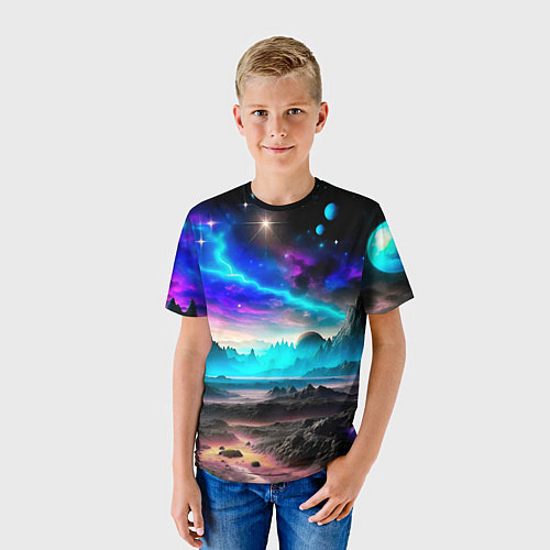Детская футболка Фантастическая планета космос / 3D-принт – фото 3