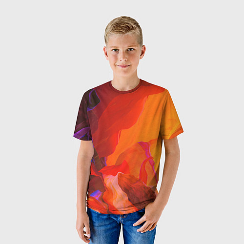 Детская футболка Красно-оранжевый паттерн / 3D-принт – фото 3