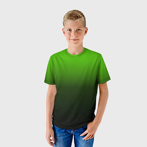 Детская футболка Градиент ядовитый зеленый - черный / 3D-принт – фото 3