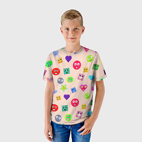 Детская футболка Разные смайлики / 3D-принт – фото 3
