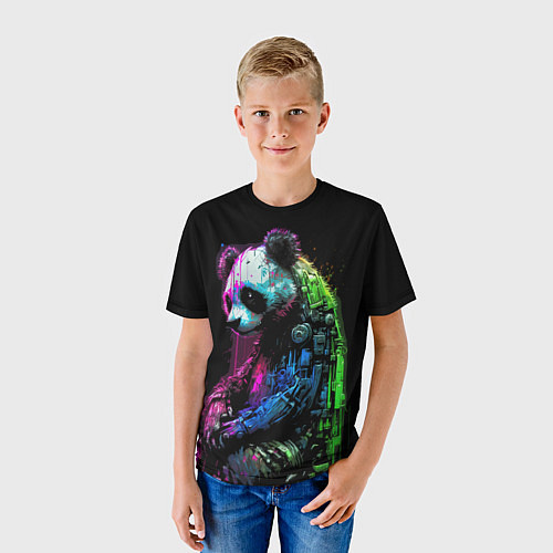 Детская футболка Панда в краске / 3D-принт – фото 3
