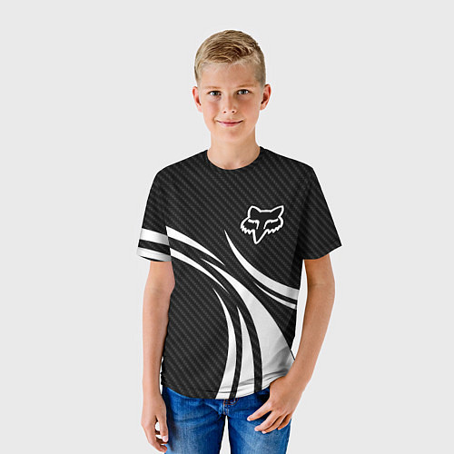Детская футболка Fox carbon line - white / 3D-принт – фото 3