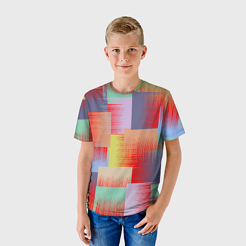 Детская футболка Веселая разноцветная клетка / 3D-принт – фото 3