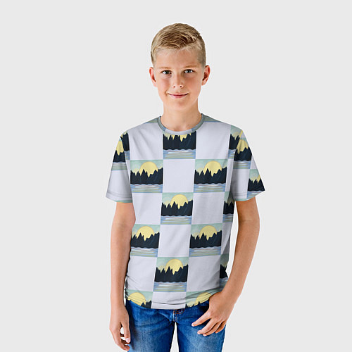 Детская футболка Пейзаж горы и солнце / 3D-принт – фото 3