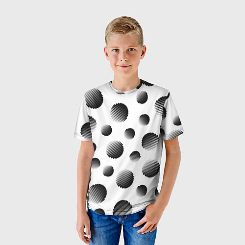 Детская футболка Черные полосатые шары на белом / 3D-принт – фото 3