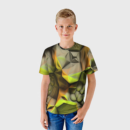 Детская футболка Зеленая объемная космическая текстура / 3D-принт – фото 3