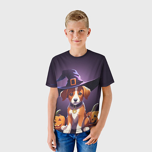Детская футболка Песик и две тыквы на Хэллоуин / 3D-принт – фото 3