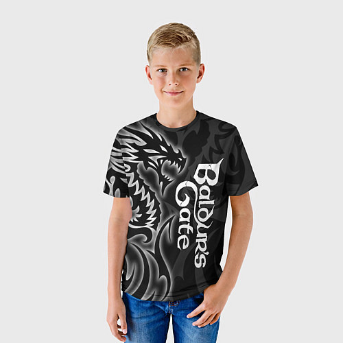 Детская футболка Балдурс гейт 3 - черный дракон / 3D-принт – фото 3