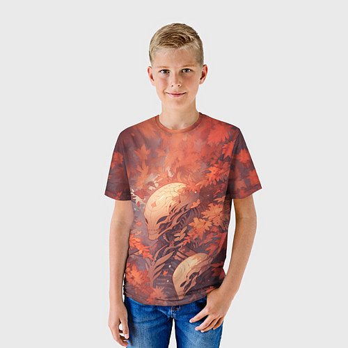 Детская футболка Ксеноморф в осенней листве / 3D-принт – фото 3