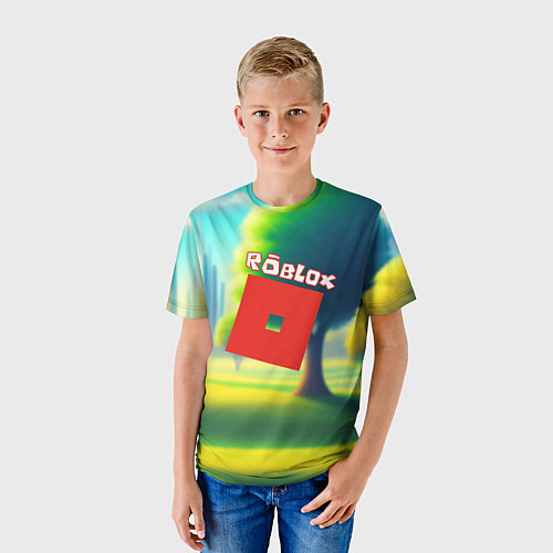 Детская футболка Роблокс пейзаж / 3D-принт – фото 3