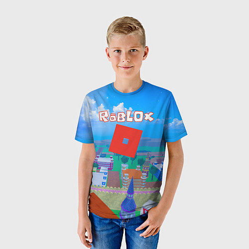 Детская футболка Роблокс город / 3D-принт – фото 3