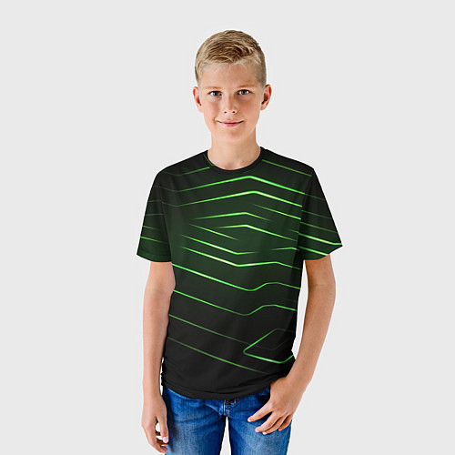 Детская футболка Green abstract dark background / 3D-принт – фото 3