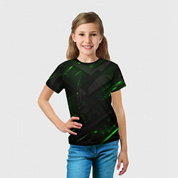 Футболка детская Dark black green abstract, цвет: 3D-принт — фото 2