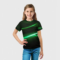 Футболка детская Зеленый неоновый свет, цвет: 3D-принт — фото 2