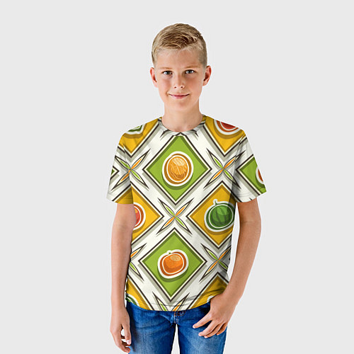 Детская футболка Fruits and berries pattern / 3D-принт – фото 3