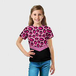 Футболка детская Розовый леопард и блестки принт, цвет: 3D-принт — фото 2