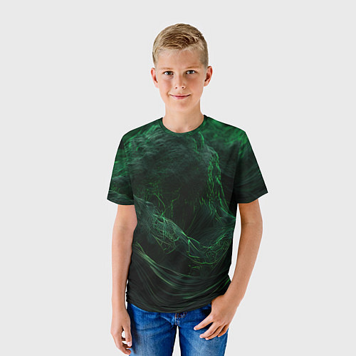 Детская футболка Темно зеленая абстракция / 3D-принт – фото 3