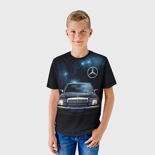 Детская футболка Мерседес черное небо / 3D-принт – фото 3