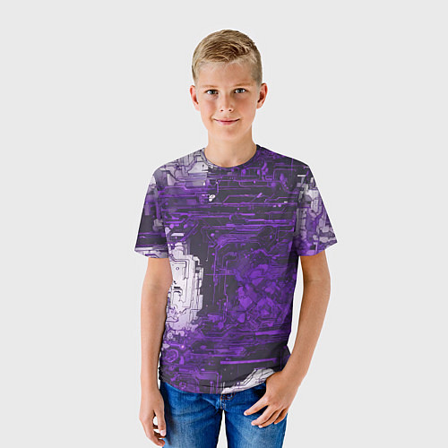 Детская футболка Киберпанк заражение фиолетовое / 3D-принт – фото 3