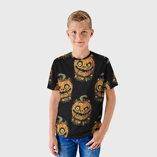 Детская футболка Паттерн озорная тыква / 3D-принт – фото 3