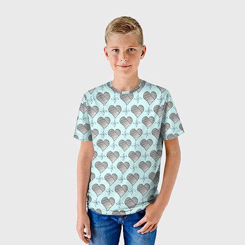 Детская футболка Сердечко черно - белое и снежинка / 3D-принт – фото 3