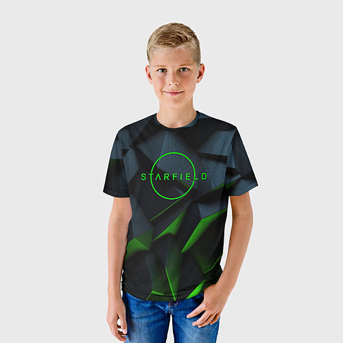 Детская футболка Starfield black green logo / 3D-принт – фото 3