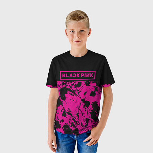 Детская футболка Black pink - emblem - pattern - music / 3D-принт – фото 3