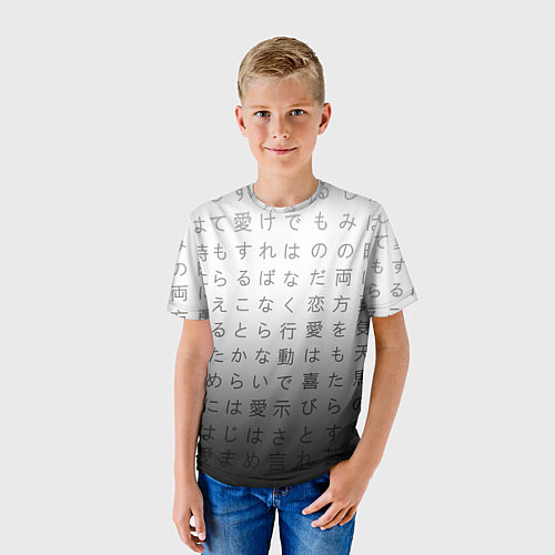 Детская футболка Black and white hieroglyphs / 3D-принт – фото 3