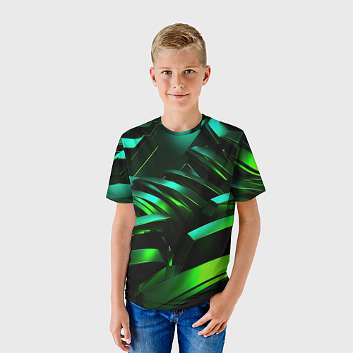Детская футболка Dark green abstract / 3D-принт – фото 3