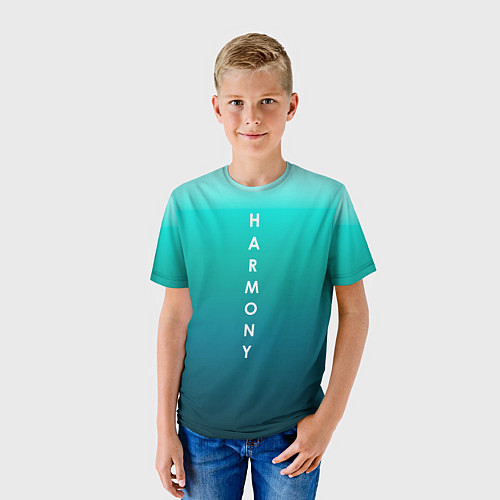 Детская футболка Гармония градиент бирюзовый / 3D-принт – фото 3