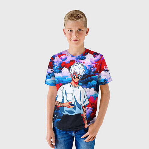 Детская футболка Красавец Сатору Годжо - Магическая битва / 3D-принт – фото 3
