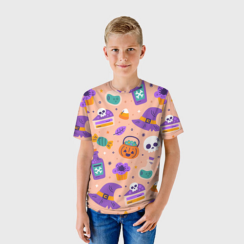 Детская футболка Halloween skulls pattern / 3D-принт – фото 3