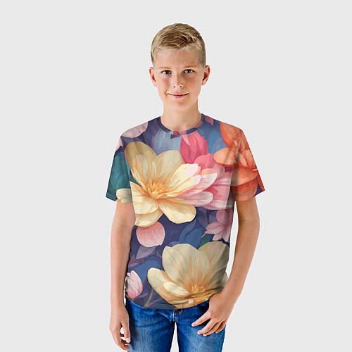 Детская футболка Водянная лилия лотосы кувшинки / 3D-принт – фото 3