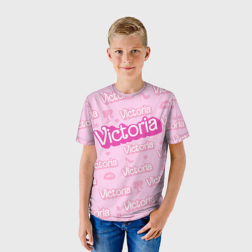 Детская футболка Виктория - паттерн Барби розовый / 3D-принт – фото 3
