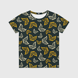 Футболка детская Бежевые и желтые бабочки на темном фоне, цвет: 3D-принт