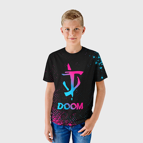 Детская футболка Doom - neon gradient / 3D-принт – фото 3