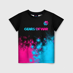 Футболка детская Gears of War - neon gradient: символ сверху, цвет: 3D-принт