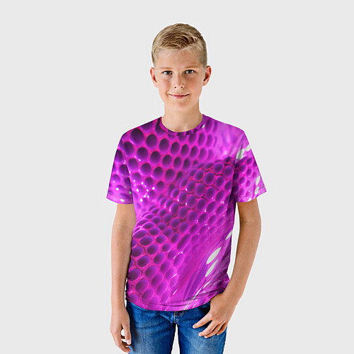 Детская футболка Розовые объемные соты / 3D-принт – фото 3
