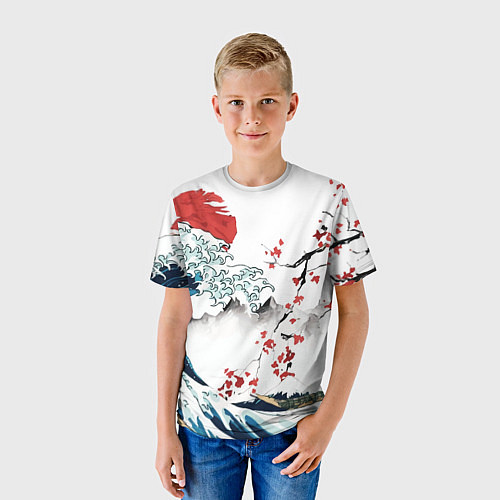 Детская футболка Хокусай большая волна в Канагаве - пародия укиё / 3D-принт – фото 3