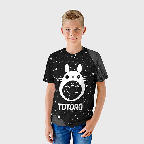 Детская футболка Totoro glitch на темном фоне / 3D-принт – фото 3