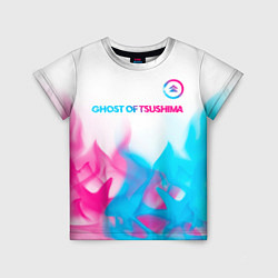 Футболка детская Ghost of Tsushima neon gradient style: символ свер, цвет: 3D-принт