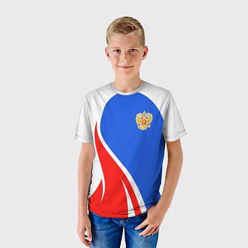 Детская футболка Герб РФ - white sport / 3D-принт – фото 3